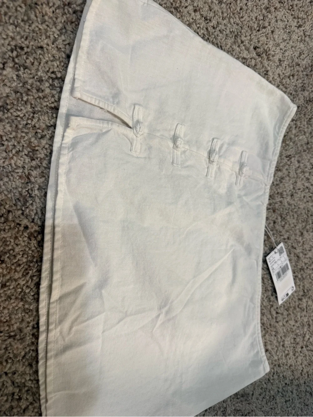 Mango White Mini Skirt with Knot Buttons